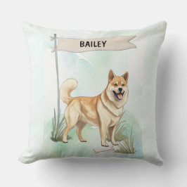 Almofada Norwegian Buhund Watercolor Personalized Dog