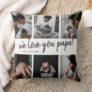 Almofada Nós Amamos Você Papai Moderno 6 Colagem de Fotos P