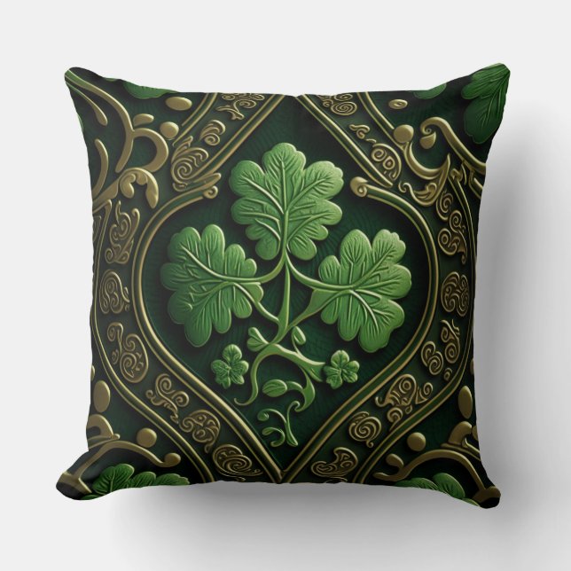 Almofada NÓS CELTICOS bonito VERDE E DOURADO IRLANDÊS (Frente)