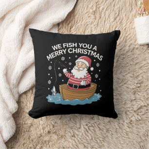 Almofada Nós Pescamos Um Natal Feliz Pescador Pescando 