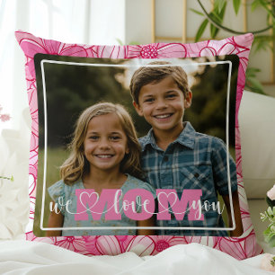 Almofada Nós Te Amamos Mamãe Foto Flores Rosa Dia das Mães