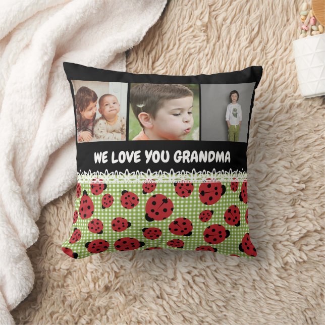 Almofada nós te amamos, vovó ladybug foto colagem (Cobertor)