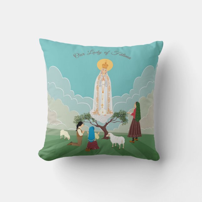 Almofada Nossa Senhora de Fátima e os três pastores (Frente)