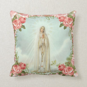 Almofada Nossa senhora de rosas cor-de-rosa de Fatima