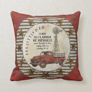 Almofada Nosso berçário rústico do Stats do nascimento