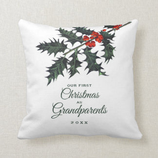 Almofada Nosso Primeiro Natal como Avós Vintage Holly