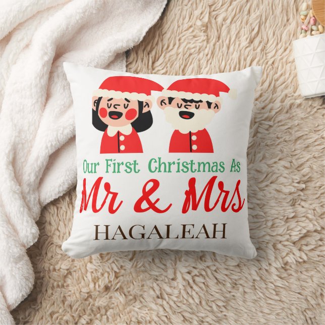 Almofada Nosso Primeiro Natal como Sr. e Sra. Newlywing (Cobertor)