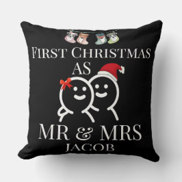 Almofada Nosso Primeiro Natal como Sr. e Sra. Recém-Casados