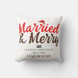 Almofada Nosso Primeiro Natal Sr. e Sra. Recém-Casados Feli