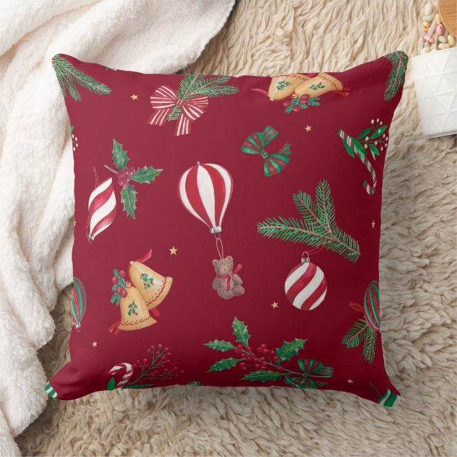 Almofada Nostalgia Natal Teddy Bears Bauble Red (Cobertor)