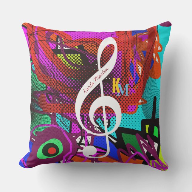Almofada nota musical no abstrato (Frente)