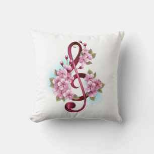 Almofada Notas de clave de trecho musical com flores de Sak