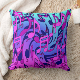 Almofada Notas de música Padrão de Aqua Azul, Rosa-Rosa,