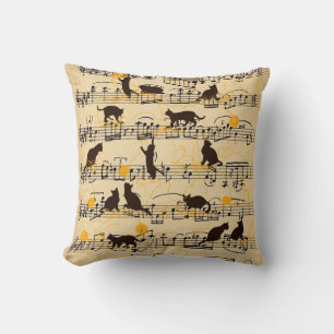 Almofada Notas e gatinhos musicais