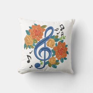 Almofada Notas Musicais das Flores Laranja