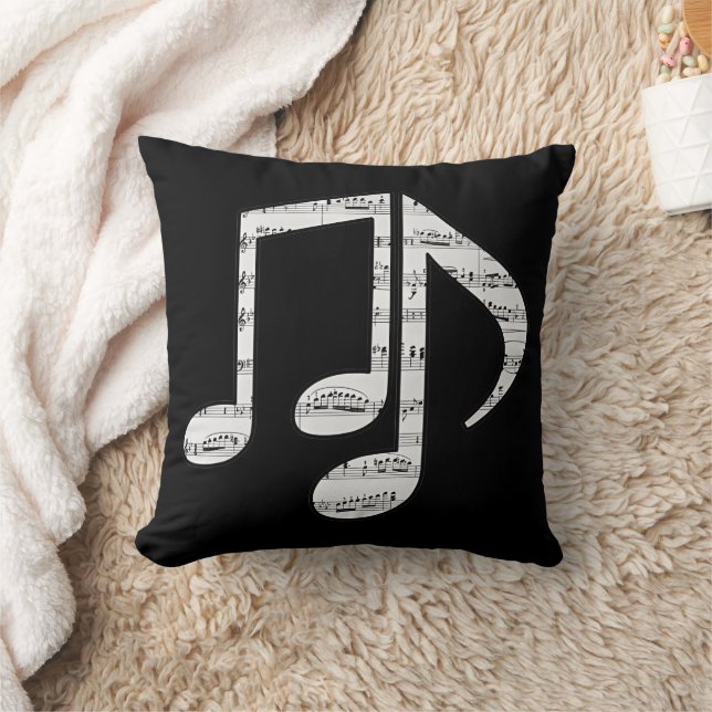 Almofada Notas Musicais em Preto e Branco (Cobertor)