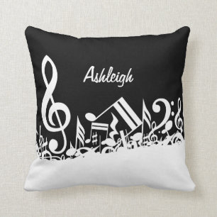 Almofada Notas musicais misturadas brancas personalizadas