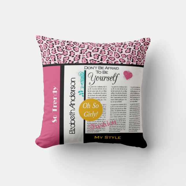 Almofada Notícias de Moda Tendência Rosa Impressão Leopardo (Frente)