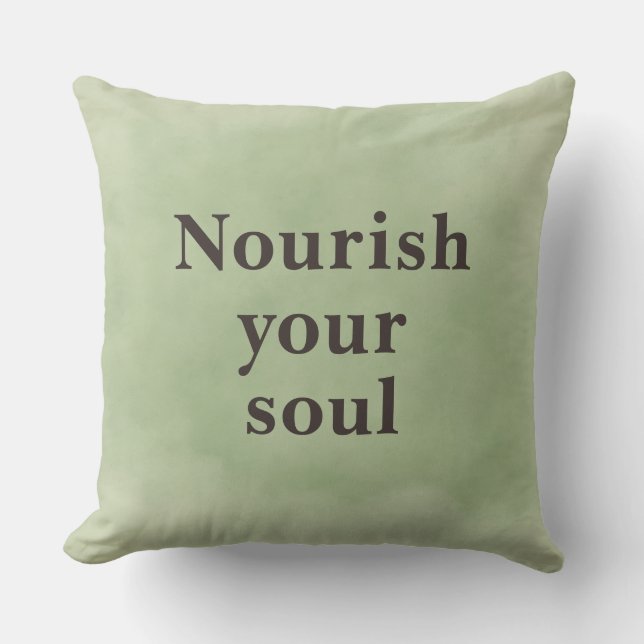 Almofada Nourish your soul Minimalist Quote Sage Green   (Frente)