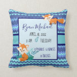 Almofada Nova Baby Stats Travesseiro Fox Blue Chá Gift Boy<br><div class="desc">Este design foi criado através da arte digital. Pode ser personalizado na área fornecer ou personalizar escolhendo o clique para personalizar mais opções e alterando o nome, as iniciais ou as palavras. Você também pode alterar a cor e o estilo do texto ou excluir o texto de um design de...</div>
