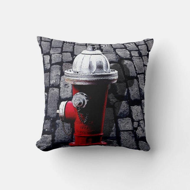 Almofada Nova Iorque da boca de incêndio de fogo vermelho (Frente)