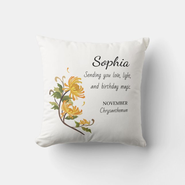 Almofada November Chrysanthemum Personalized Birthday (Frente)