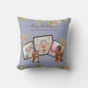 Almofada Novo Presente de FOTO de Bebê - Animais da Florest