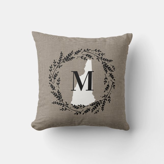 Almofada Novo Travesseiro decorativo Rustic Wreath Monogram (Frente)