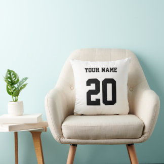 Almofada Número e nome personalizados preto e branco
