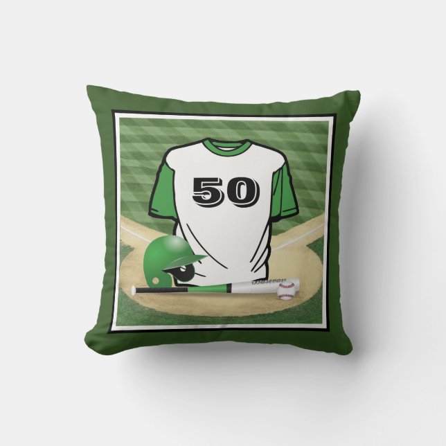 Almofada Número Personalizado de Jersey Green Campo Basebal (Frente)