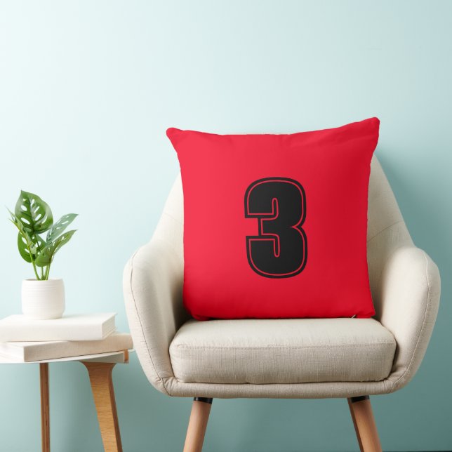 Almofada Número Três Algodão Grau A Decoração de Casa Preto (Cadeira)