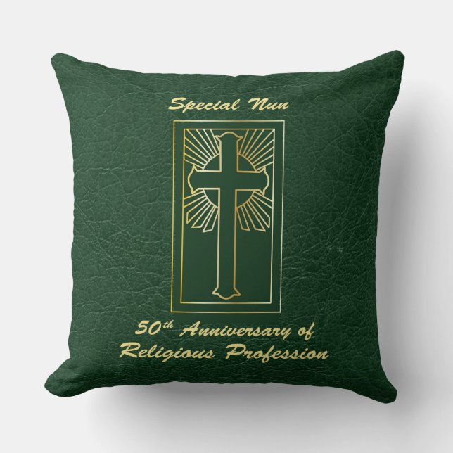 Almofada Nun 50º Aniversário da Profissão Religiosa Verde (Frente)