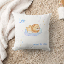 Nursery Baby Lion Travesseiro com Nome e Data de N