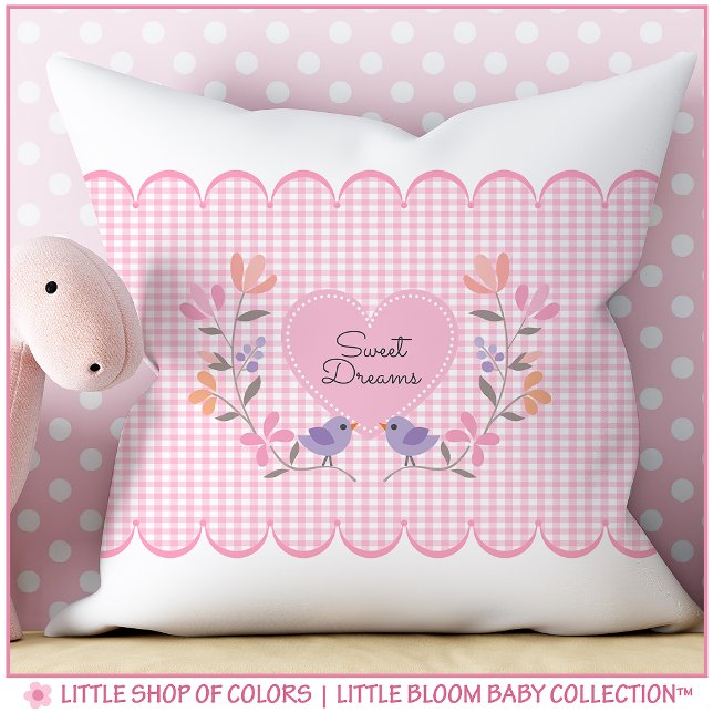 Almofada Nursery de Bebê Menina com Gingham Rosa Sonhos Doc (Criador carregado)