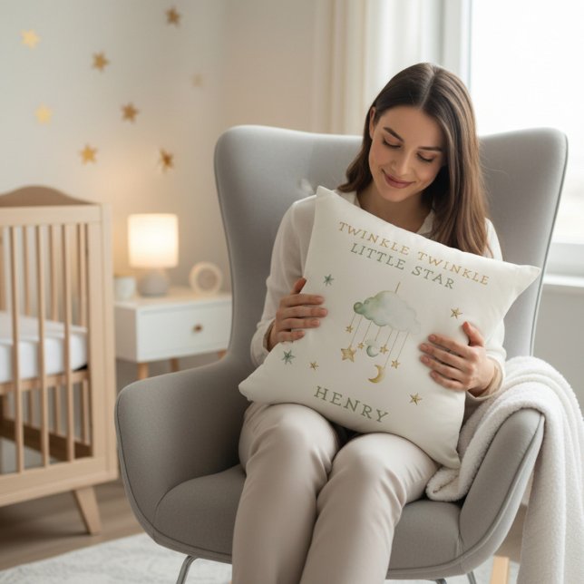Almofada Nursery Decor Twinkle Little Star Celestial Theme  (Criador carregado)