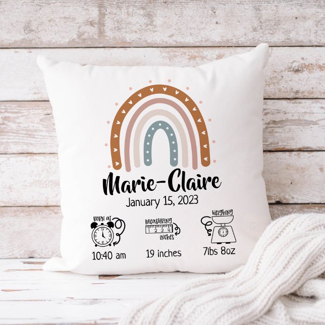 Almofada Nursery watercolor boho arco-íris (Criador carregado)