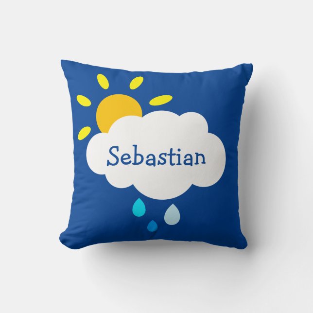 Almofada Nuvem Personalizada, Gotas de Chuva e Cushion Suns (Frente)