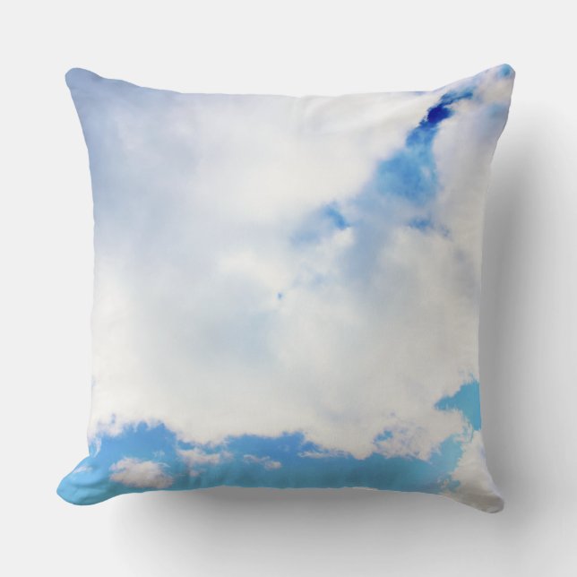 Almofada Nuvens Brancas Puffy e Céu Azul (Frente)