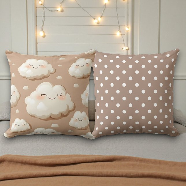 Almofada Nuvens com Bege e Marrom de dois lados (Criador carregado)