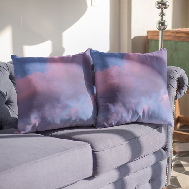 Almofada Nuvens de algodão doce ao pôr do sol (Cotton Candy Clouds at Sunset Throw Pillow)