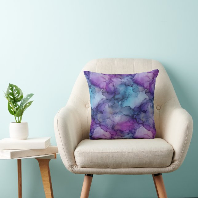 Almofada Nuvens de Mármore em Azul Violeta e Verde Água com (Cadeira)