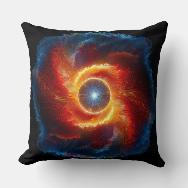Almofada Nuvens Escuras E Chamas Em Torno De Uma Orba De Ro (Frente)
