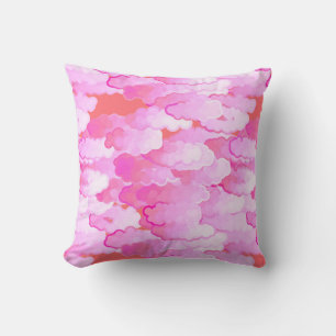 Almofada Nuvens japonesas, alvorecer, rosa da orquídea e