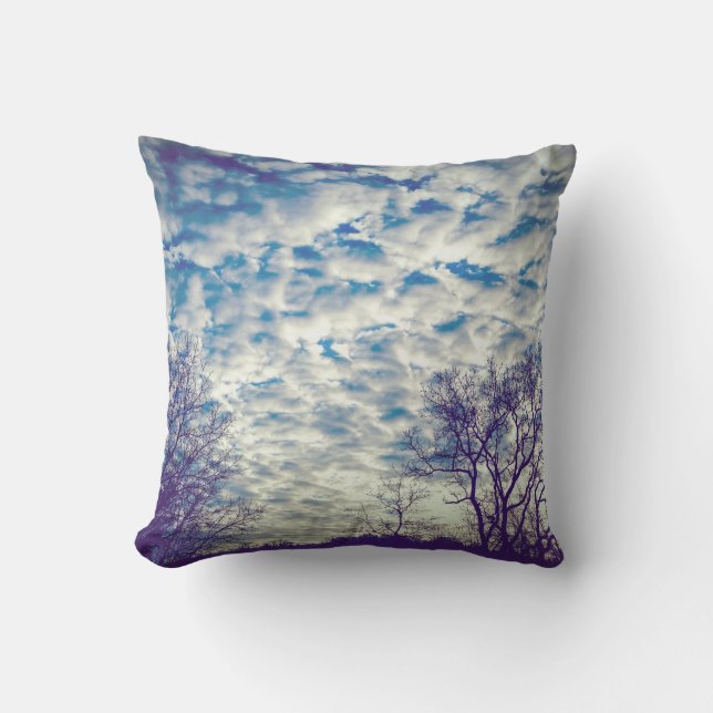 Almofada Nuvens Puffy Azul Sky Natureza Travesseiro decorat (Frente)
