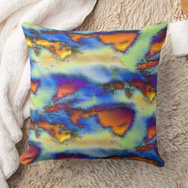 Almofada Nuvens vestidas em laranja, textura gotejada ou of (Cobertor)