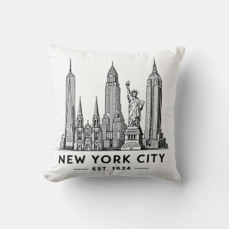 Almofada NYC Skyline Illustration with Statue of Liberty