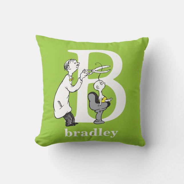 Almofada O ABC do Dr. Seuss: Letra B - Branco | Adicione se (Frente)