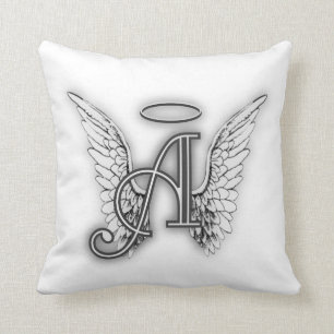 Almofada O alfabeto do anjo um último inicial voa o halo