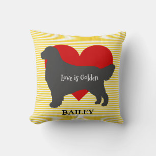Almofada O amor da silhueta do golden retriever é dourado
