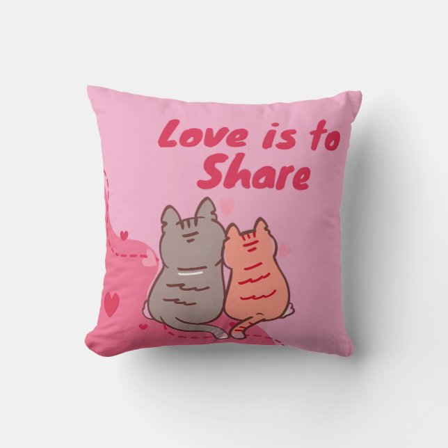 Almofada O Amor é Compartilhar Gatinhos Fofos (Frente)